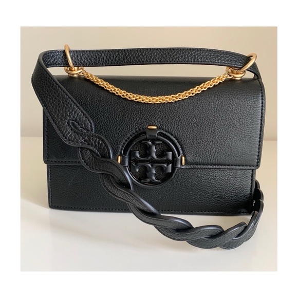 Tory Burch Small Miller Leather Flap Shoulder Bag Black - Picture 1 of 10